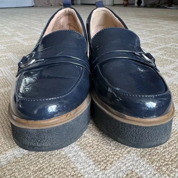 SOUL Naturalizer Navy Patent Platform Loafers Chunky Comfort Shoes 10W - Picture 12 of 17